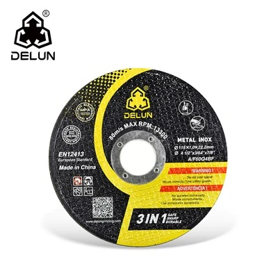 DELUN 4,5 tommu 115 mm T41 stálskurðarskífa kringlótt flatt áloxíð slípihjól Kína birgir OEM aðlögunarstuðningur