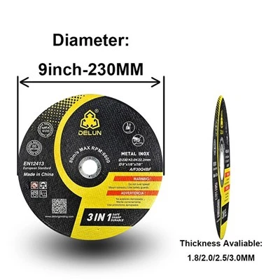 Hot Selling 230mm 9 Inch Abrasive Tools Metal Cutting Disc Aluminum Oxide Factory Direct Sale